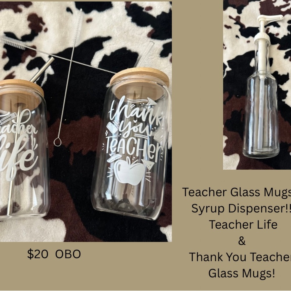 Teacher Glass Mugs with Wooden Lids